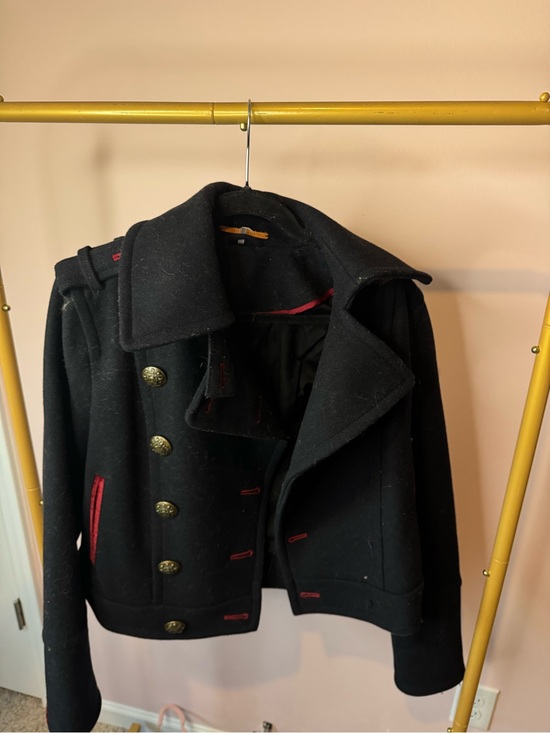 Free People Jackets & Blazers - Free People Black Peacoat with Red Accents